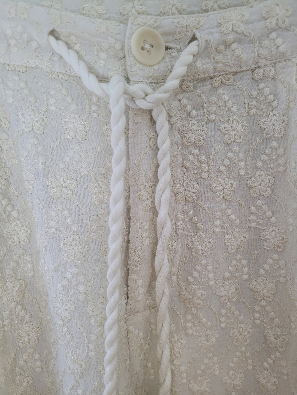 Sundance Cream Textured Trousers. with Braided Ties Size 14 - Picture 4 of 12
